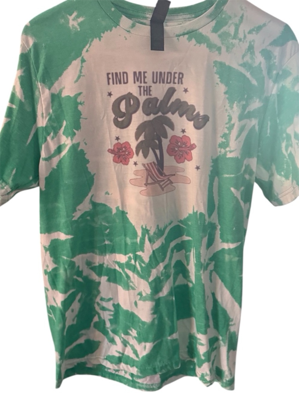 Bleached Green & White Tie-Dye find me under the Palms Graphic Tee summer
